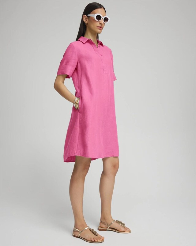 Linen Popover Shirt Dress - image 2